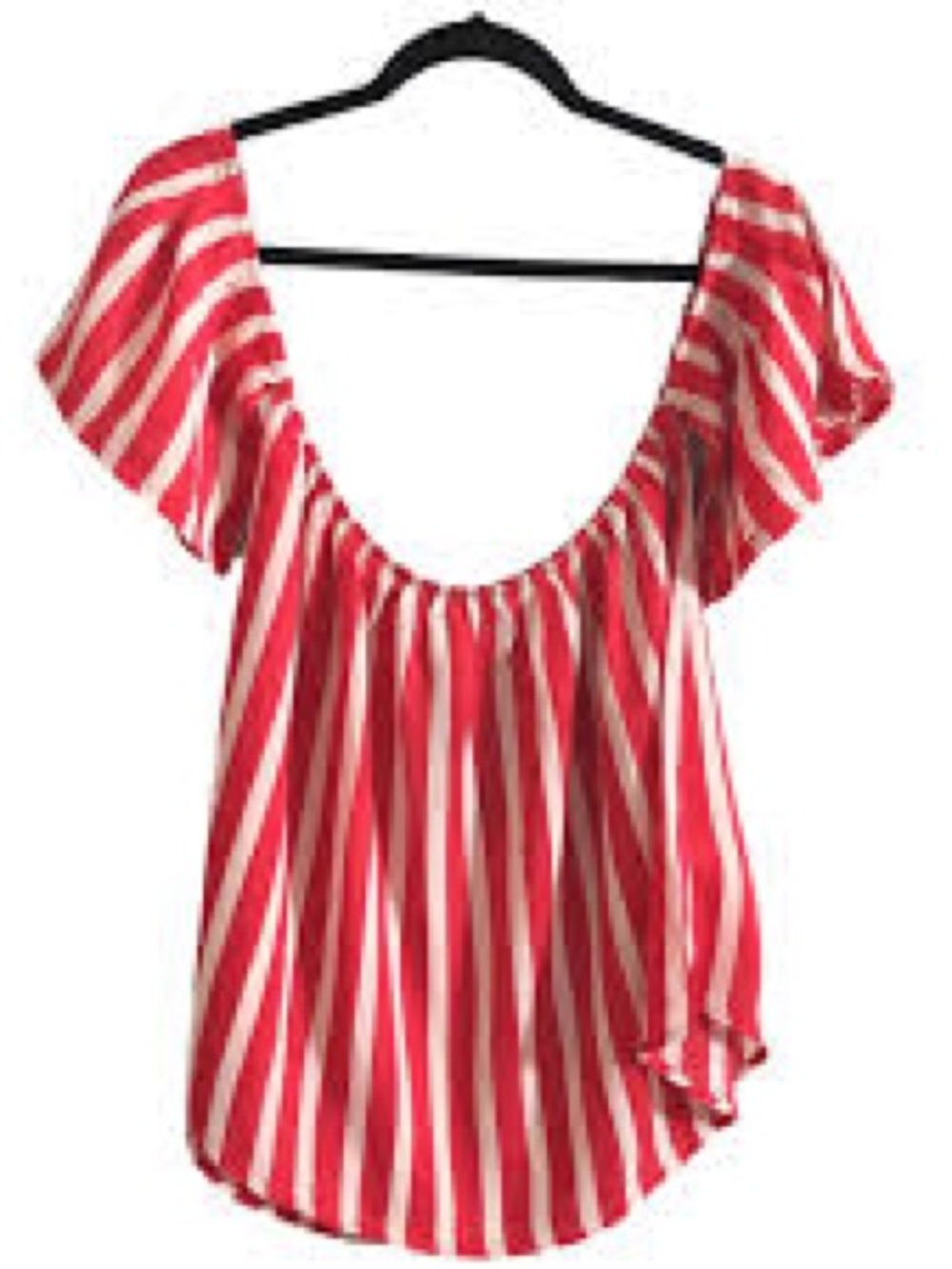 Hayden Los Angeles Cream & Red Striped Off Shoulder Blouse Size Medium NWT